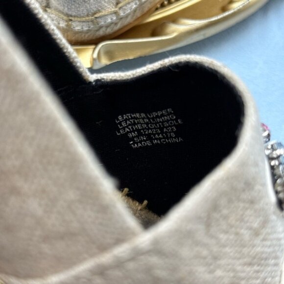 🆕 TORY BURCH 🧿 NWOB Ines Linen & Leather Bejewelled Espadrilles - Sz  9 M - Picture 10 of 13